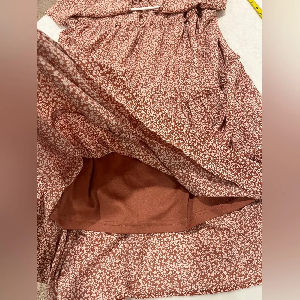 JODIFL Terracotta Floral Tiered Midi Dress - Size S - Boho Cottagecore - Picture 4 of 8